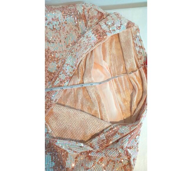 ENTRO WOMEN'S MEDIUM PINK GOLD SEQUIN PONCHO DOLMAN BLOUSE TOP - Picture 9 of 12